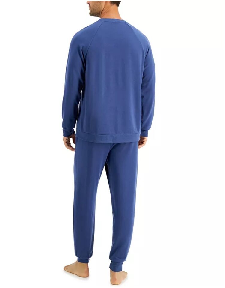 Family Pajamas Men's I Love My Crew Fleece Matching PJ Set  Color Navy Size M