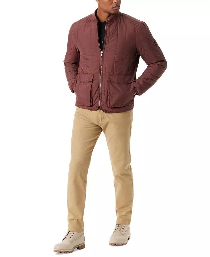 BASS OUTDOOR Men's Reversible Zip Front Liner Bomber Jacket  Rum Raisin Size M