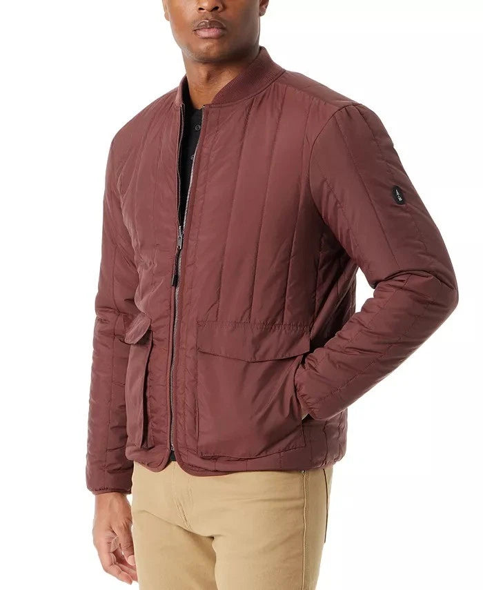 BASS OUTDOOR Men's Reversible Zip Front Liner Bomber Jacket  Rum Raisin Size M