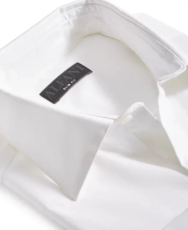 Alfani Men's Slim-Fit Solid Dress Shirt  Bright White 17/17.5 36/37 (No Tag)