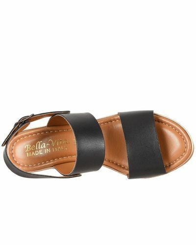BELLA VITA Women's Cor-Italy Wedge Sandals  Color Black Leather Size 9.5M