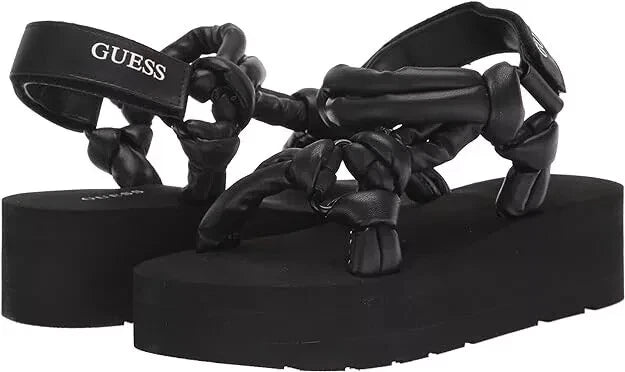 GUESS Women's Albina Wedge Sandals Black Size 6 - Floor Sample