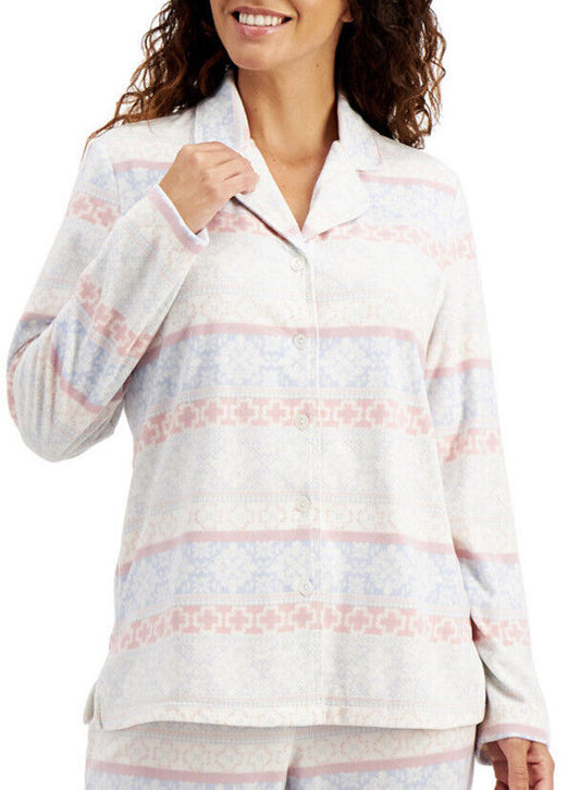 Charter Club Women's Printed Fleece Pajamas Set  Color Fairisle Size 2XL