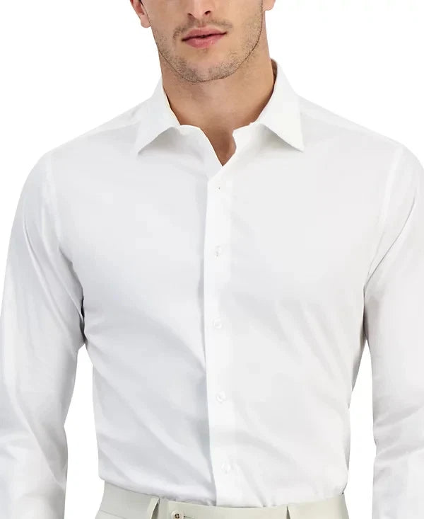 Alfani Men's Slim-Fit Solid Dress Shirt  Bright White 17/17.5 36/37 (No Tag)
