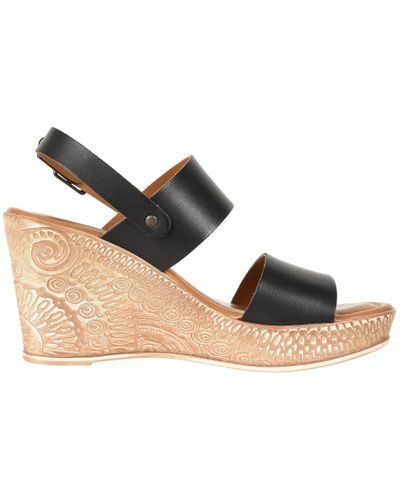 BELLA VITA Women's Cor-Italy Wedge Sandals  Color Black Leather Size 9.5M