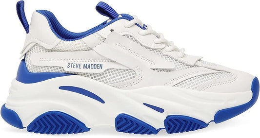 Steve Madden Women's Possession Chunky Lace-Up Sneakers  Color White/Cobalt Size 10M