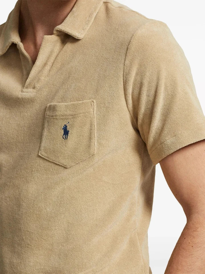 Polo Ralph Lauren Men's Cotton-Blend Terry Polo Shirt  Coastal Beige Size S