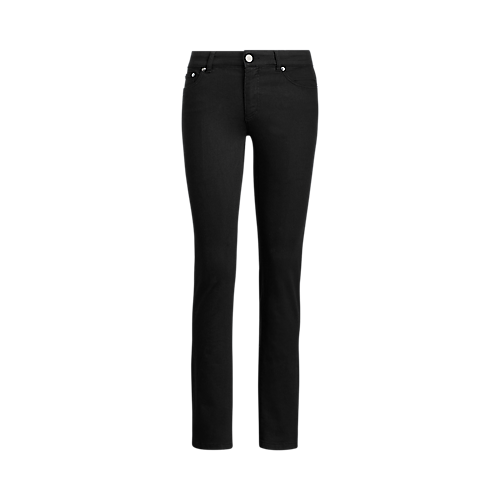 LAUREN RALPH LAUREN Women's Mid Rise Slim Straight Jeans  Black Size 6 x 30