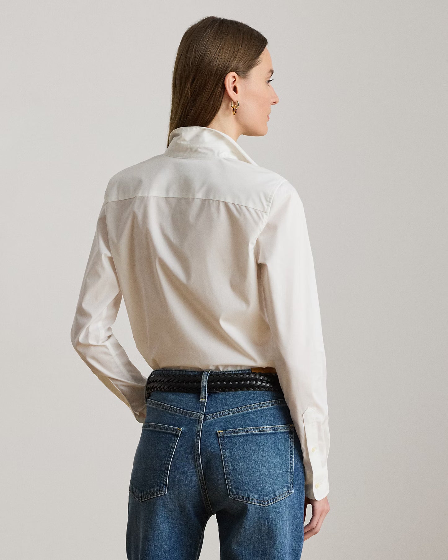 LAUREN RALPH LAUREN Women's Classic Fit Easy Care Cotton Shirt  White Size S