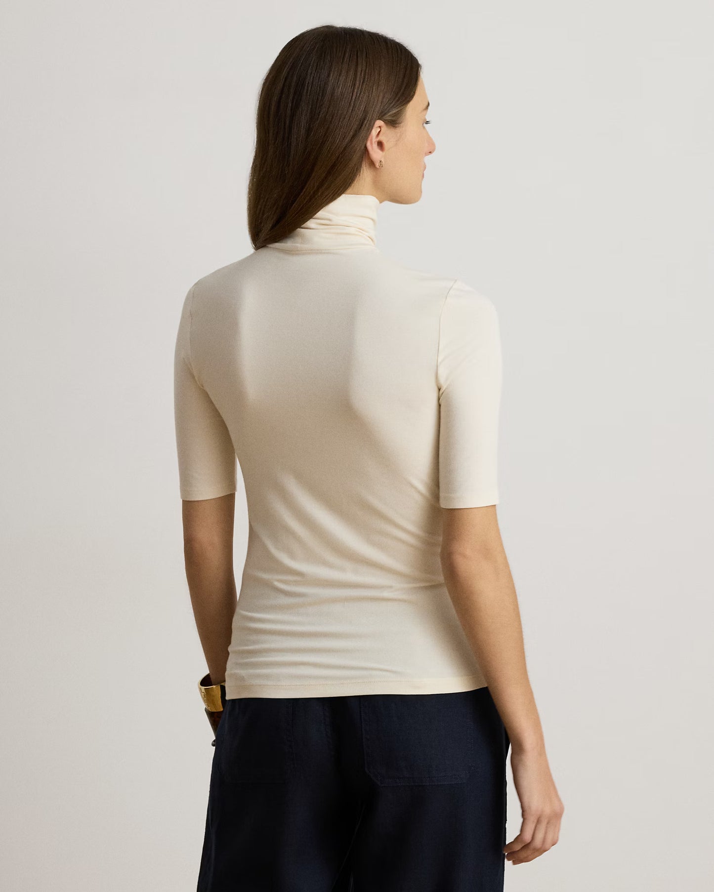 LAUREN RALPH LAUREN Women's Willa Stretch Jersey Turtleneck  White Size XS