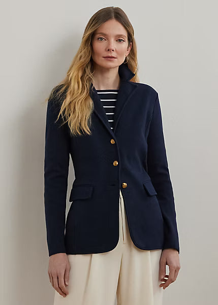 LAUREN RALPH LAUREN Women's Ayelee Cotton-Blend Blazer  Navy Size S