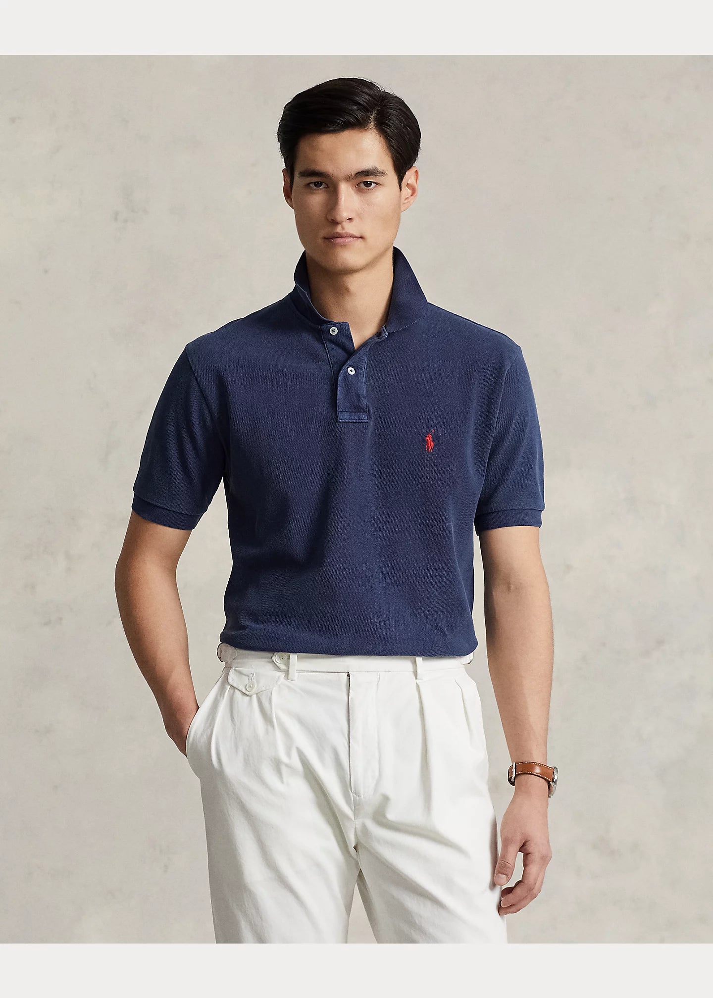 Polo Ralph Lauren Original Fit Mesh Polo Shirt  Color Navy Size S