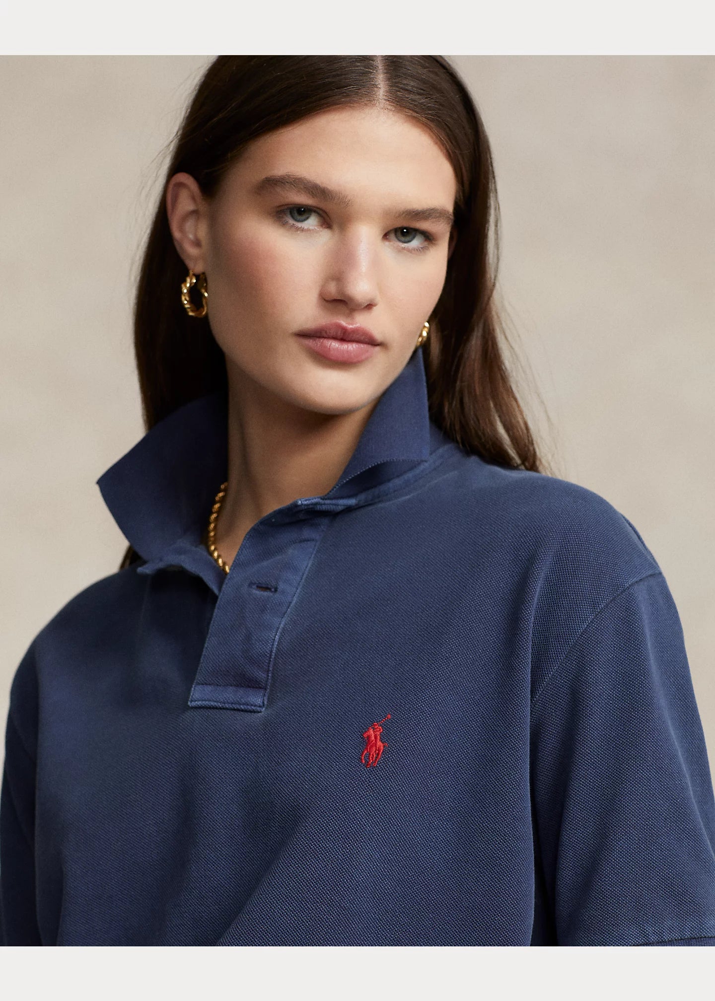 Polo Ralph Lauren Original Fit Mesh Polo Shirt  Color Navy Size S