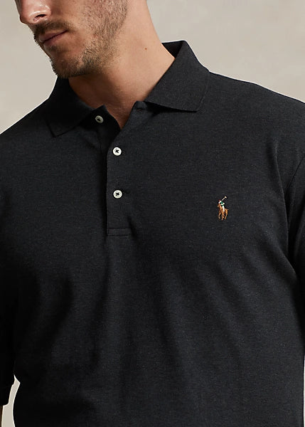 Polo Ralph Lauren Men's Big & Tall Soft Cotton Polo Shirt  Color Black Marl Heather Size 3LT