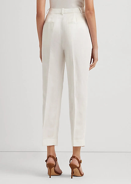 Lauren Ralph Lauren Women's Linen-Blend Twill Ankle Pant  Color White Size 10