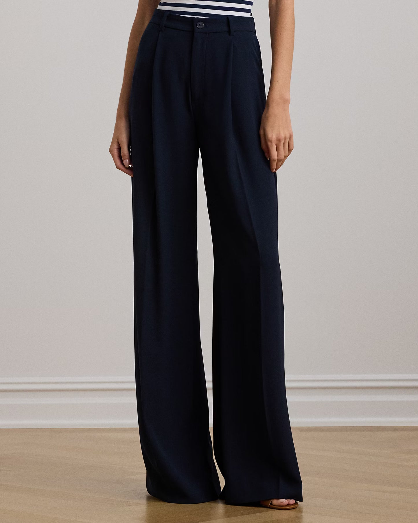 LAUREN RALPH LAUREN Women's Double-Faced Georgette Wide-Leg Pants  Lauren Navy Size 16