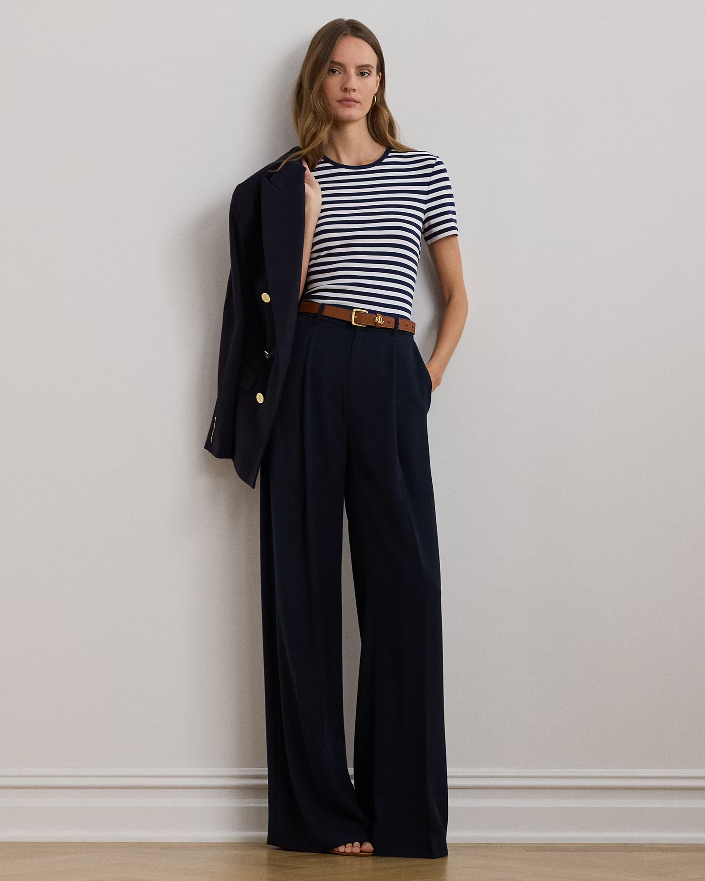 LAUREN RALPH LAUREN Women's Double-Faced Georgette Wide-Leg Pants  Lauren Navy Size 16