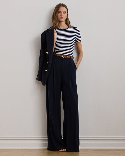 LAUREN RALPH LAUREN Women's Double-Faced Georgette Wide-Leg Pants  Lauren Navy Size 16