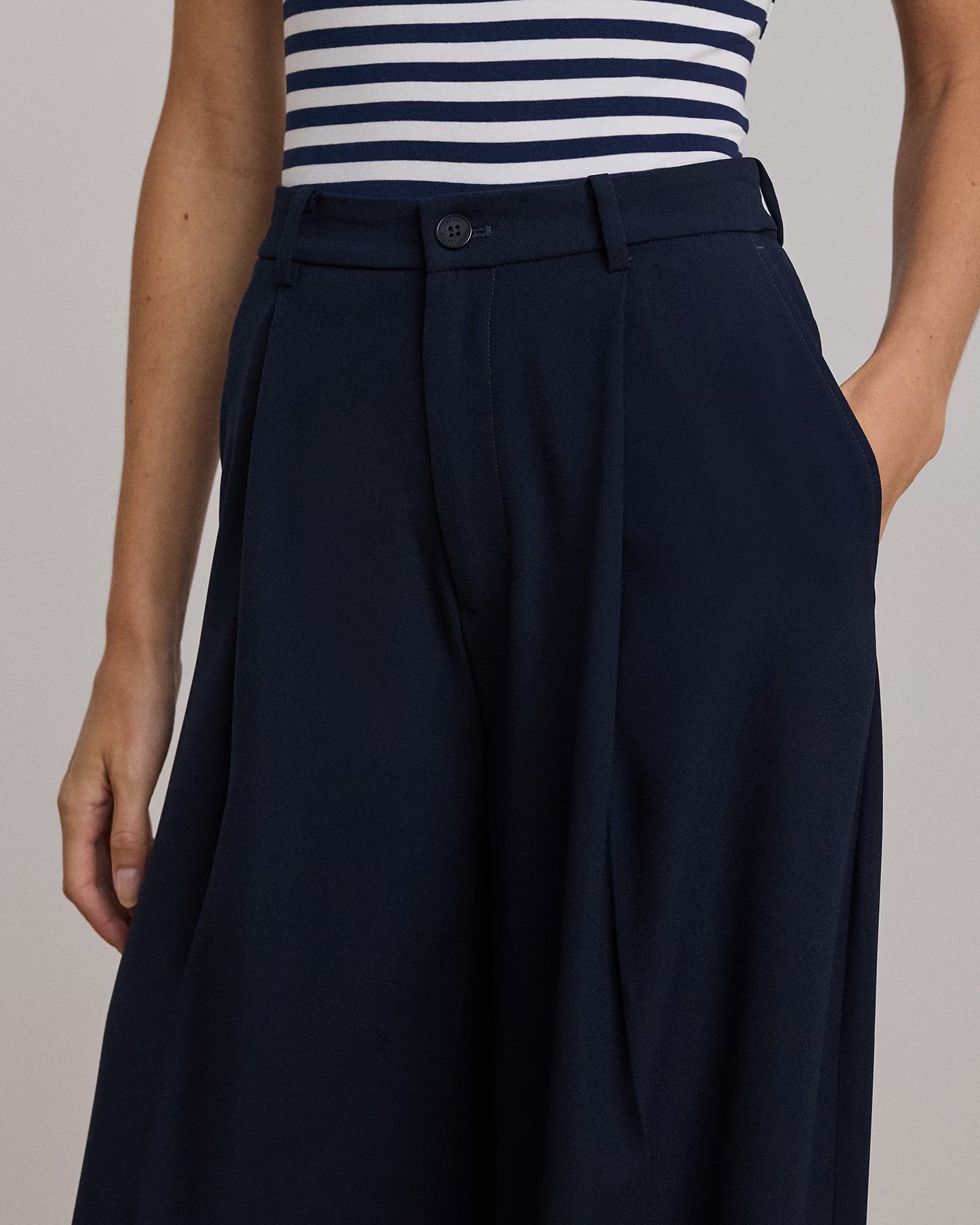 LAUREN RALPH LAUREN Women's Double-Faced Georgette Wide-Leg Pants  Lauren Navy Size 16