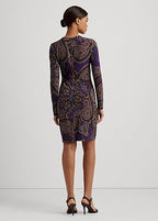 Lauren Ralph Lauren Women's Paisley Twist-Front Stretch Jersey Dress  Color Purple Multi Size 4