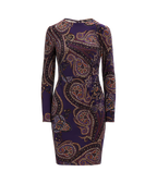 Lauren Ralph Lauren Women's Paisley Twist-Front Stretch Jersey Dress  Color Purple Multi Size 4