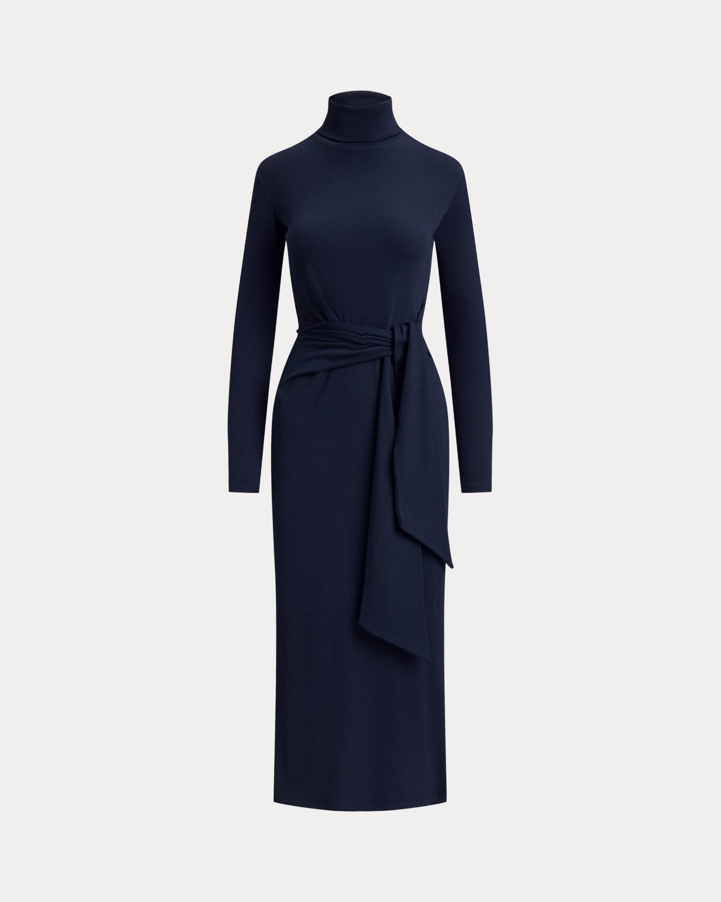 LAUREN RALPH LAUREN Women's Tie-Front Cotton-Blend Turtleneck Dress  Lighthouse Navy Size S