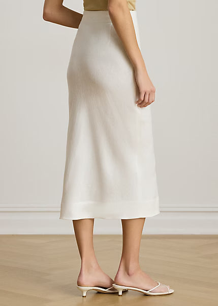 LAUREN RALPH LAUREN Women's Chancey Linen Midi Pencil Skirt  White Size 0