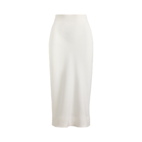 LAUREN RALPH LAUREN Women's Chancey Linen Midi Pencil Skirt  White Size 0