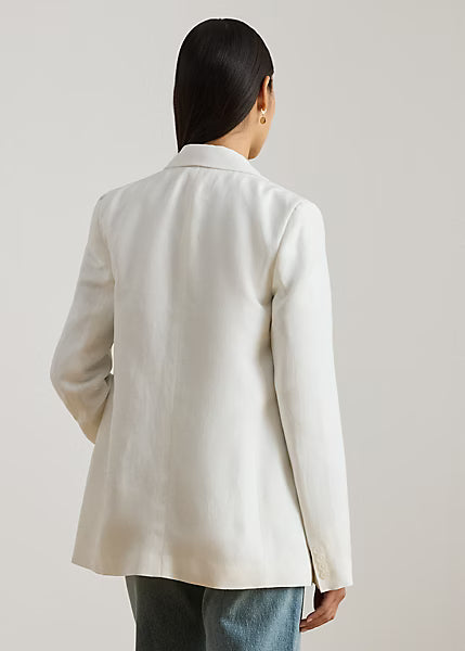 LAUREN RALPH LAUREN Women's Double-Breasted Linen-Blend Twill Blazer Nevis Size 10