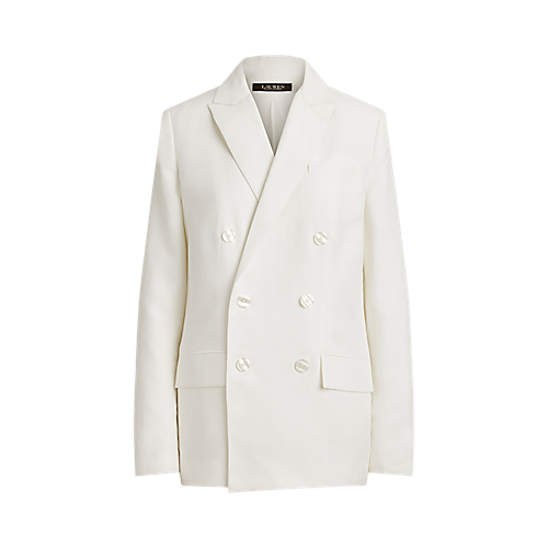 LAUREN RALPH LAUREN Women's Double-Breasted Linen-Blend Twill Blazer Nevis Size 10