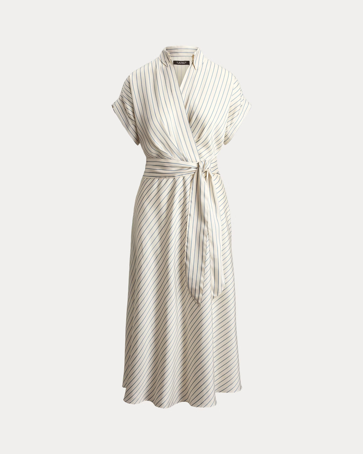 LAUREN RALPH LAUREN Women's Fratillio Striped Belted Twill Dress  Cream/Blue Size 8