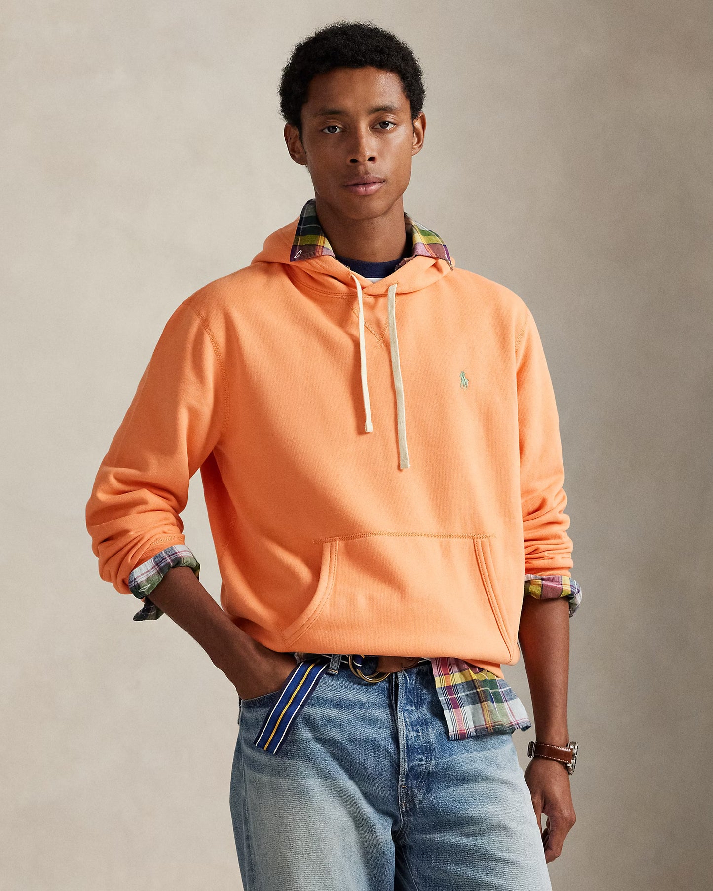 Polo Ralph Lauren Men's RL Fleece Hoodie  Pompano Orange Size M