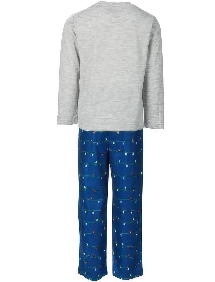 Family Pajamas Kids Fleece Navidad Pajama Set  Color Holiday Lights Size 8