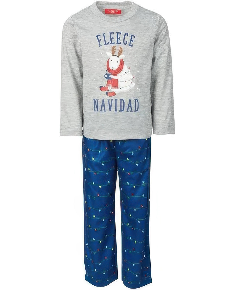 Family Pajamas Kids Fleece Navidad Pajama Set  Color Holiday Lights Size 8