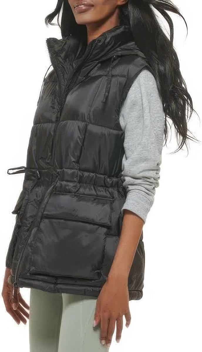 Levi's Women's Quilted Megan Hooded Puffer Vest  Black Size S