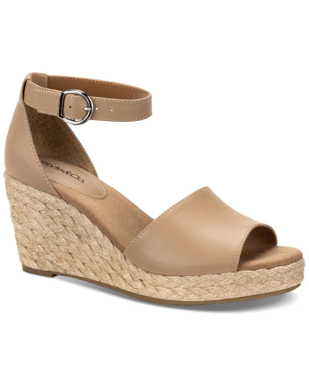 Style & Co  Women's Seleeney Wedge Sandals  Nude Smooth Size 8