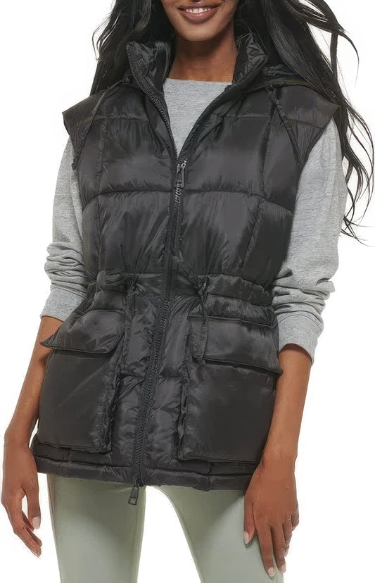 Levi's Women's Quilted Megan Hooded Puffer Vest  Black Size S