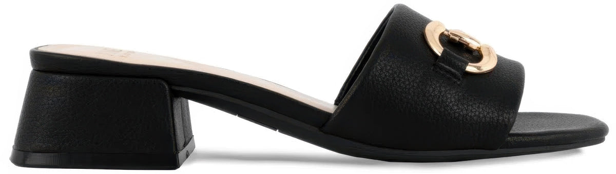 Jones New York Women's Uniqua Open Toe Slide Dress Sandals  Black Crinkle Size 9