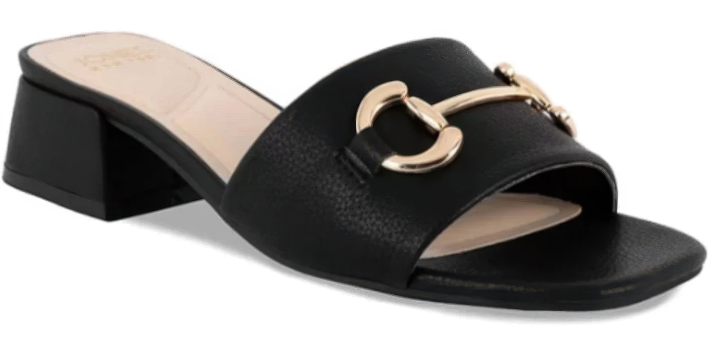 Jones New York Women's Uniqua Open Toe Slide Dress Sandals  Black Crinkle Size 9