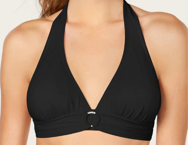 Michael Kors Logo-Ring Halter Bikini Top  Color Black Size S