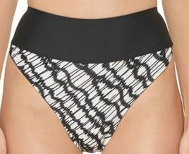 DKNY  High-Waist Bikini Bottoms  Color Black/White Size M