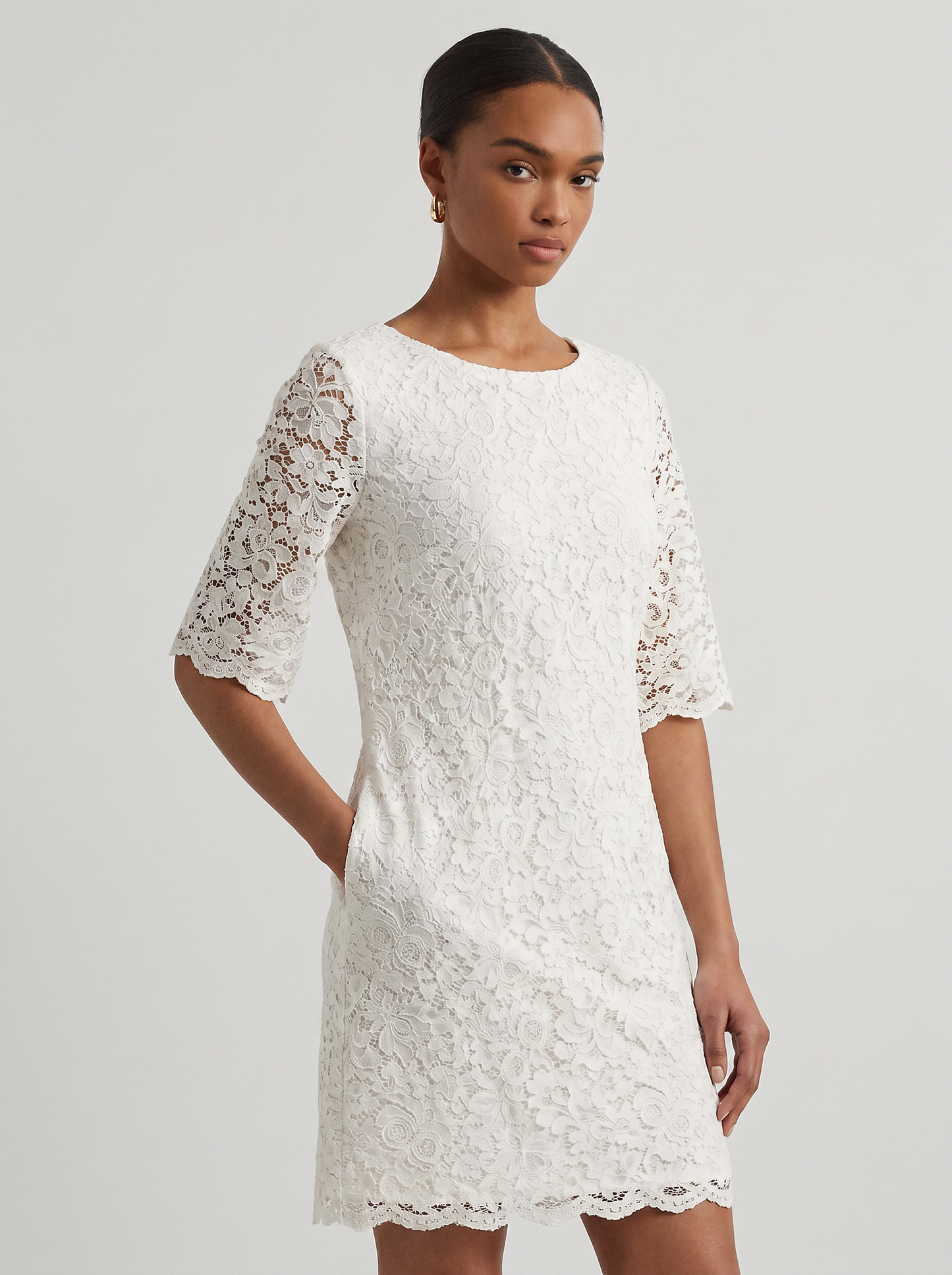 LAUREN RALPH LAUREN Jillias Lace Party Sheath Dress  White Size 6