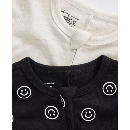 First Impressions Baby Girls & Boys Smiley Splash 2-Pk. Footed Coveralls  Color Deep Black Size 3-6 Months