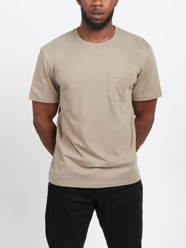 RICHER POORER Aaron Pocket Tee  COLOR Warm Gray Size S