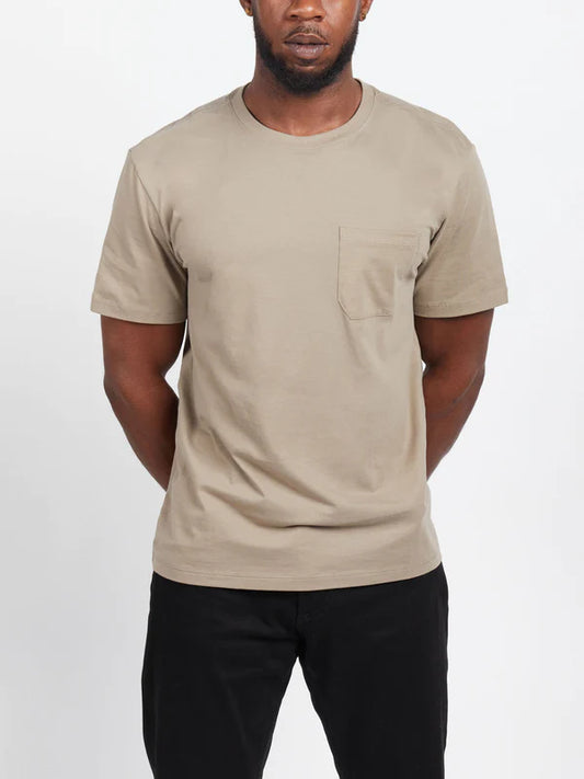 RICHER POORER Aaron Pocket Tee  COLOR Warm Gray Size S