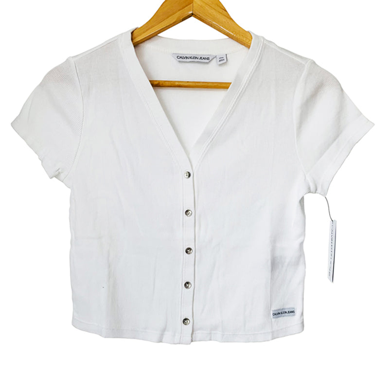 Calvin Klein Jeans  Cotton Crop Top  Color White Size M