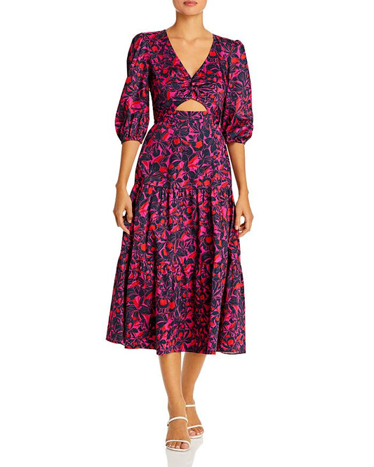 PARKER Women’s Lillie Printed Cutout Dress In Wild Orchid Dress  Style P0E6530SCP Size 14