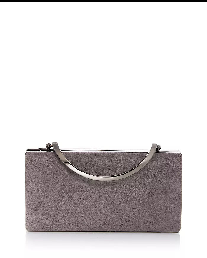 Sondra Roberts Velvet Frame Clutch - No Strap  Color Gray