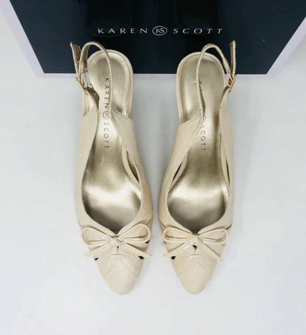 Karen Scott Women's Glenna Slingback Pumps  Ivory Size 6.5