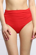 Lauren Ralph Lauren Beach Club Shirred High Waist Swimsuit Bottom  Color Red Size 16